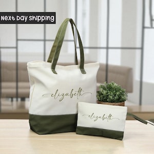 Custom Initial Canvas Tote Bag: Personalized Name Monogram