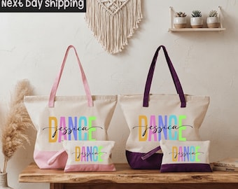 Dance Teacher Tote Bag, Personalized Cotton (Zippered with Pocket)