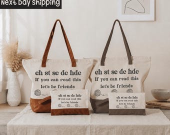 Crochet Lover Tote Bag: "If You Can Read This" Design