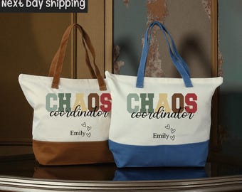 Personalized Chaos Coordinator Tote Bag: Funny Canvas Organizer