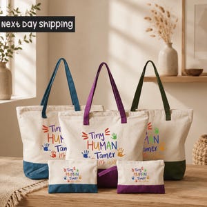 Personalized Teacher Tote Bag: Funny "Tiny Human Tamer" Gift