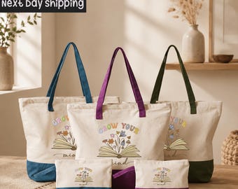 Inspirational Book Design Canvas Tote Bag: Motivational Gift