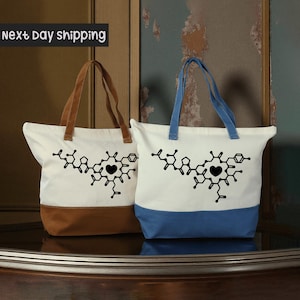 DNA RNA Molecule Tote Bag: Gift for Biologist