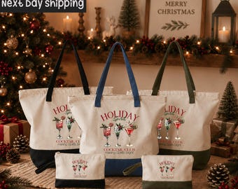 Holiday Spirit Cocktail Club Tote Bag - Christmas Martini Gift