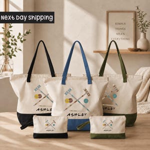 Personalized Croquet Mallet Tote Bag: Custom Name Lawn Game Carryall