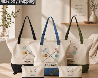 Personalized Croquet Mallet Tote Bag: Custom Name Lawn Game Carryall