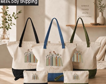 Personalized Book Lover Canvas Tote Bag: Custom Reader Gift