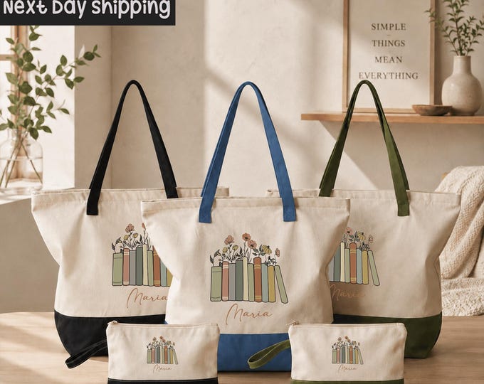 Personalized Book Lover Canvas Tote Bag: Custom Reader Gift