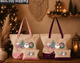 Tis The Season Canvas Tote Bag: Festive Holiday Design