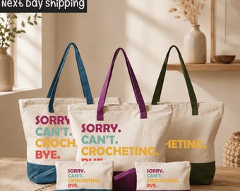 Crochet Lover Tote Bag: Funny Saying - Cotton with Inner Pocket