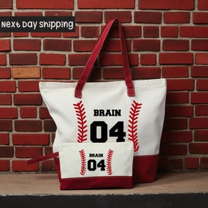 Personalized Baseball Mom Tote Bags, Baseball Bag Large Tote Bag, Custom Name Baseball,  Gift for Mom, Baseball Gift, Custom Gift,
