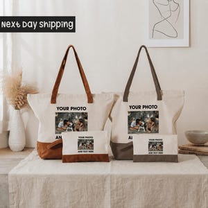 Custom Photo Tote Bag – Personalized Picture & Text Tote, Custom Gift Bag, Photo Canvas Tote, Family Picture Tote, Personalized Gift