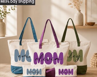 Personalized Mom Canvas Tote Bag: Stylish Mother's Day Carryall