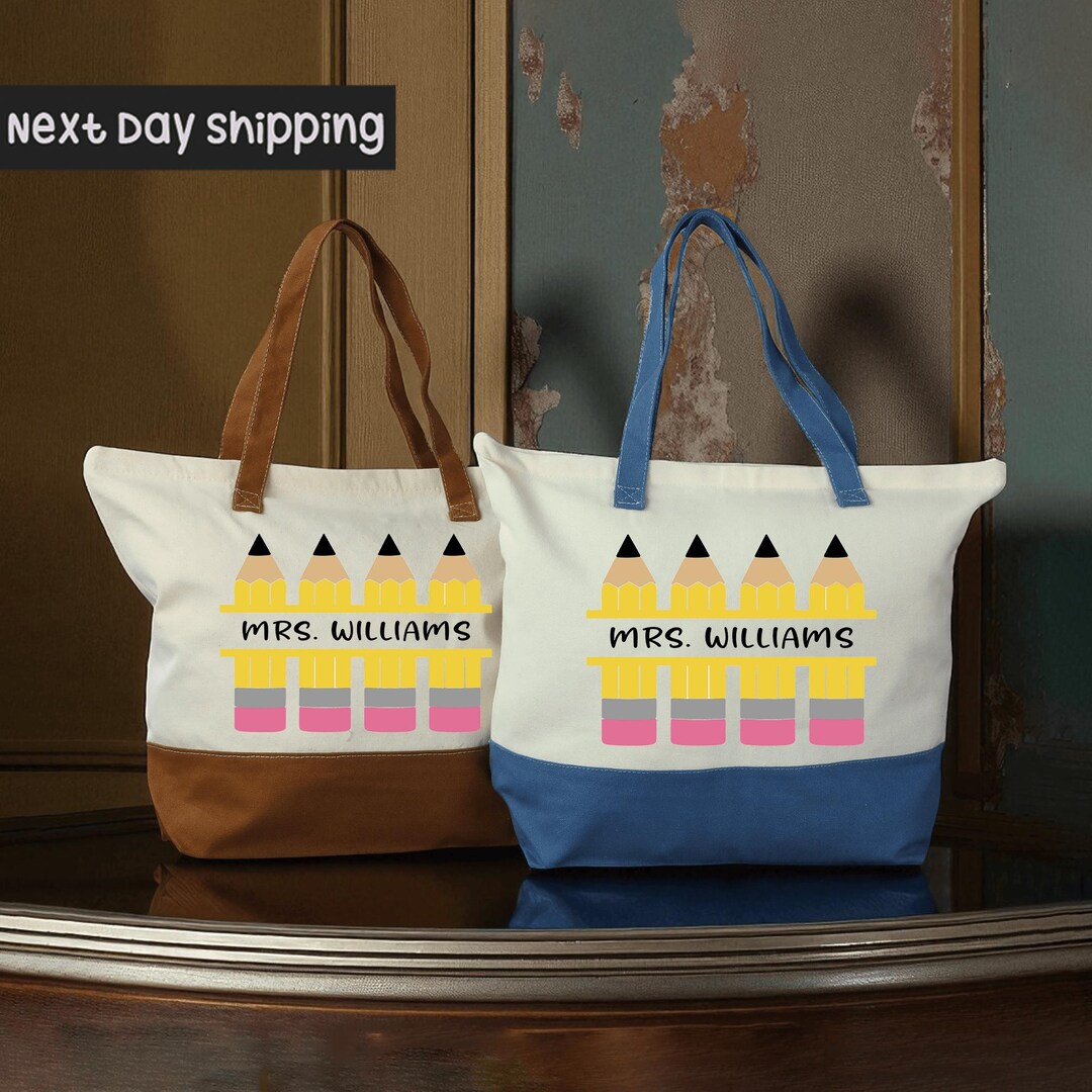 Personalized Teacher Tote Bag: Custom Name, Appreciation Gift - Etsy