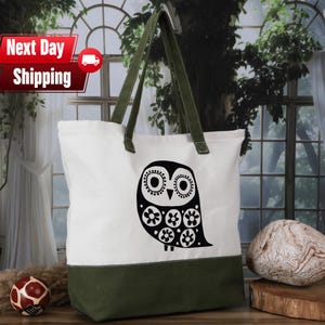 Cute Owl Canvas Tote Bag, Bird Lover Friend Tote Bag, Owl Lover Gift, Bird Lover Tote, Gift for Bird Lovers Mother&#39;s Day Gift