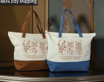 Tote Bag: Throne of Glass Aelin Quote (Cotton with Inner Pocket)