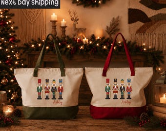 Custom Nutcracker Christmas Keepsake Tote, Nutcracker Birthday Party Favor Bag, Christmas Ballet Performance Tote, Holiday Family Party Bag