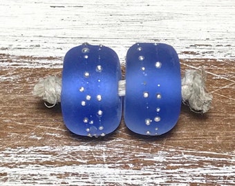 Quinlan Glass The Blues  Pairs Handmade Lampwork Glass Beads