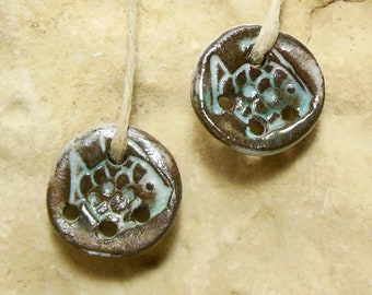 Bohemian Quinlan Glass Butterfly Wings Handmade Stoneware Ceramic Jewelry Components Pairs Earring Pair Components