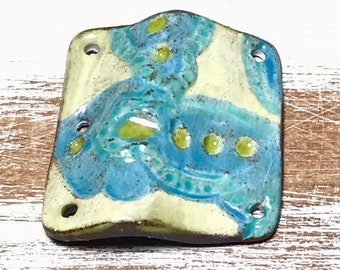Quinlan Glass Focal Handmade Porcelain Ceramic Jewelry Components, Shabby Chic, Boho Gypsy, Bohemian