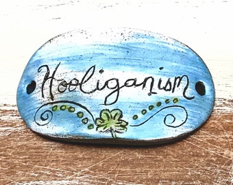 Quinlan Glass Bracelet Bar Handmade Porcelain Ceramic Jewelry Components, Celtic, Irish, Lucky, Hooliganism