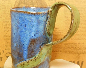 Quinlan Glass Handmade Handbuilt  Mermaid Tail Pottery Speckled Stoneware Cup, Coffee mug, Coffee Cup, Tea Cup, Hot Cocoa Cup, Pottery Mug
