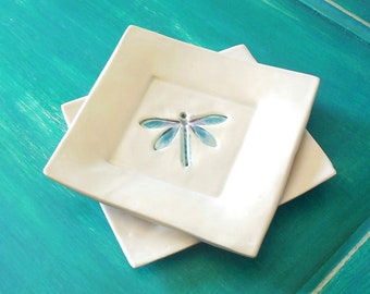 Quinlan Glass Handmade Handbuilt Ceramic Pottery Serving Plate, Dessert Plate, Earthenware, Serveware, Tableware Jewelry Dish, Candy Dish