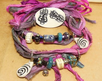 Quinlan Glass Handmade Parisian Gypsy Sari Wrap Bracelet