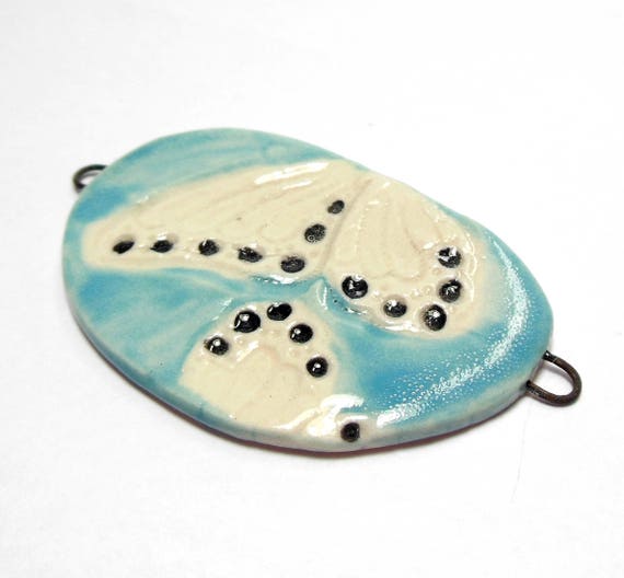 Bohemian Quinlan Glass Butterfly Wings Handmade Stoneware Ceramic Jewelry Components Pairs Earring Pair Components