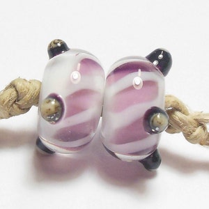 Quinlan Glass Twisty Purple Pair Handmade Lampwork Glass Beads