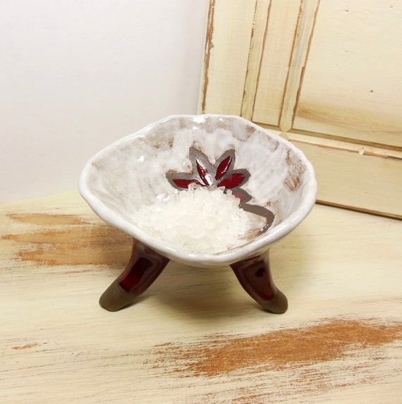 Quinlan Glass Handmade Handbuilt Stoneware Pottery Tripod Pinch Pot Candy or Jewelry Dish Prep Bowl Earthenware Salt Pepper Spice Dishes