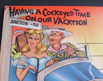 Vintage Comic Vacation Postcard Book