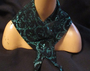 Vintage Glittery Green and Black Triangle Scarf