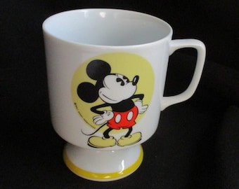 Vintage Mickey Mouse Ceramic Mug on Pedestal Base © Walt Disney Productions