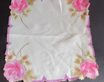 Vintage Silk Handpainted Handkerchief