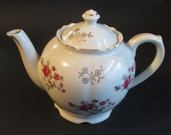 Vintage Floral Ceramic Teapot with Lid