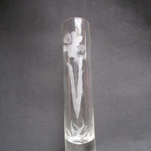 Daffodil Bud Vase Etched Glass Vintage by Schmid