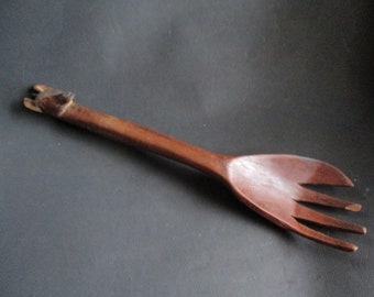 Vintage Giraffe Wooden Carved Serving Fork