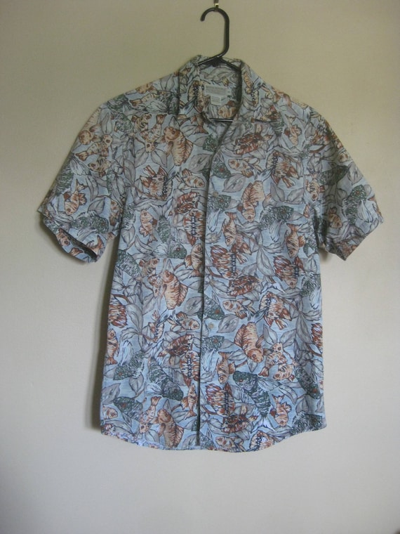 Vintage Hawaiian Shirt w/Fish Images 100% Cotton Size XS | Etsy