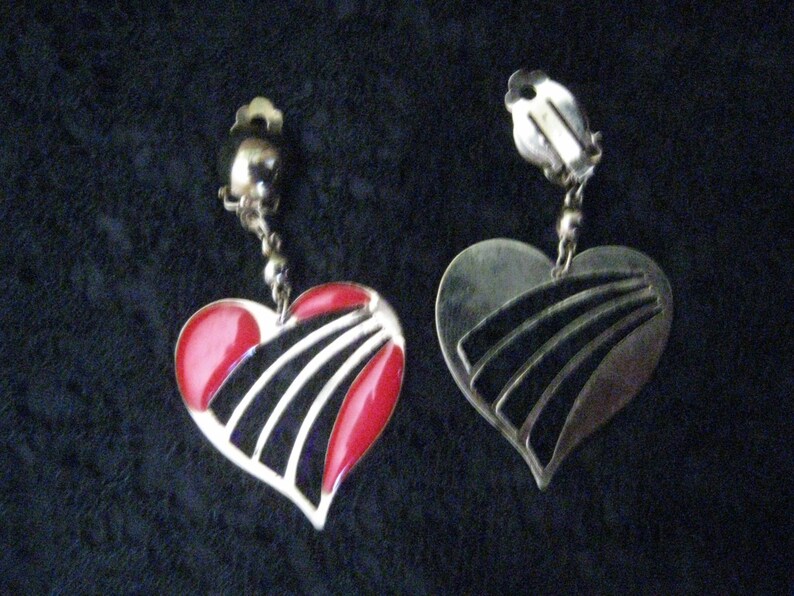 Vintage Heart Clipback Earrings image 3