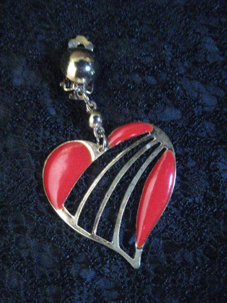 Vintage Heart Clipback Earrings image 4