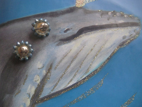 Tiny Blue Shell Earrings Screwback 1950's Vintage - image 4