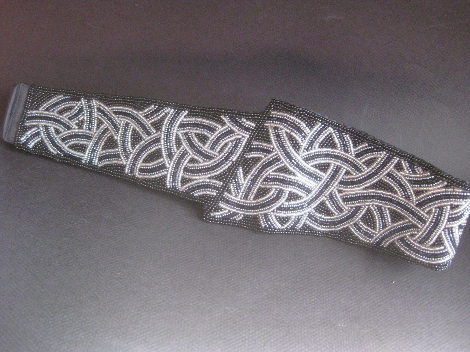 MARSHALL FIELDS Vintage Beaded Belt Sz M Vintage Belt Handbeaded Marshall Field main image 3