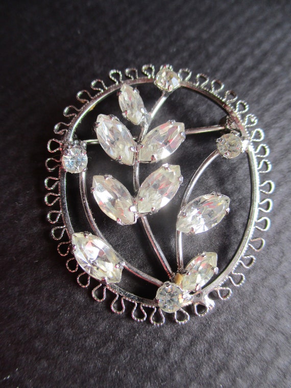 Sterling Silver Brooch Sterling Silver and Rhines… - image 3