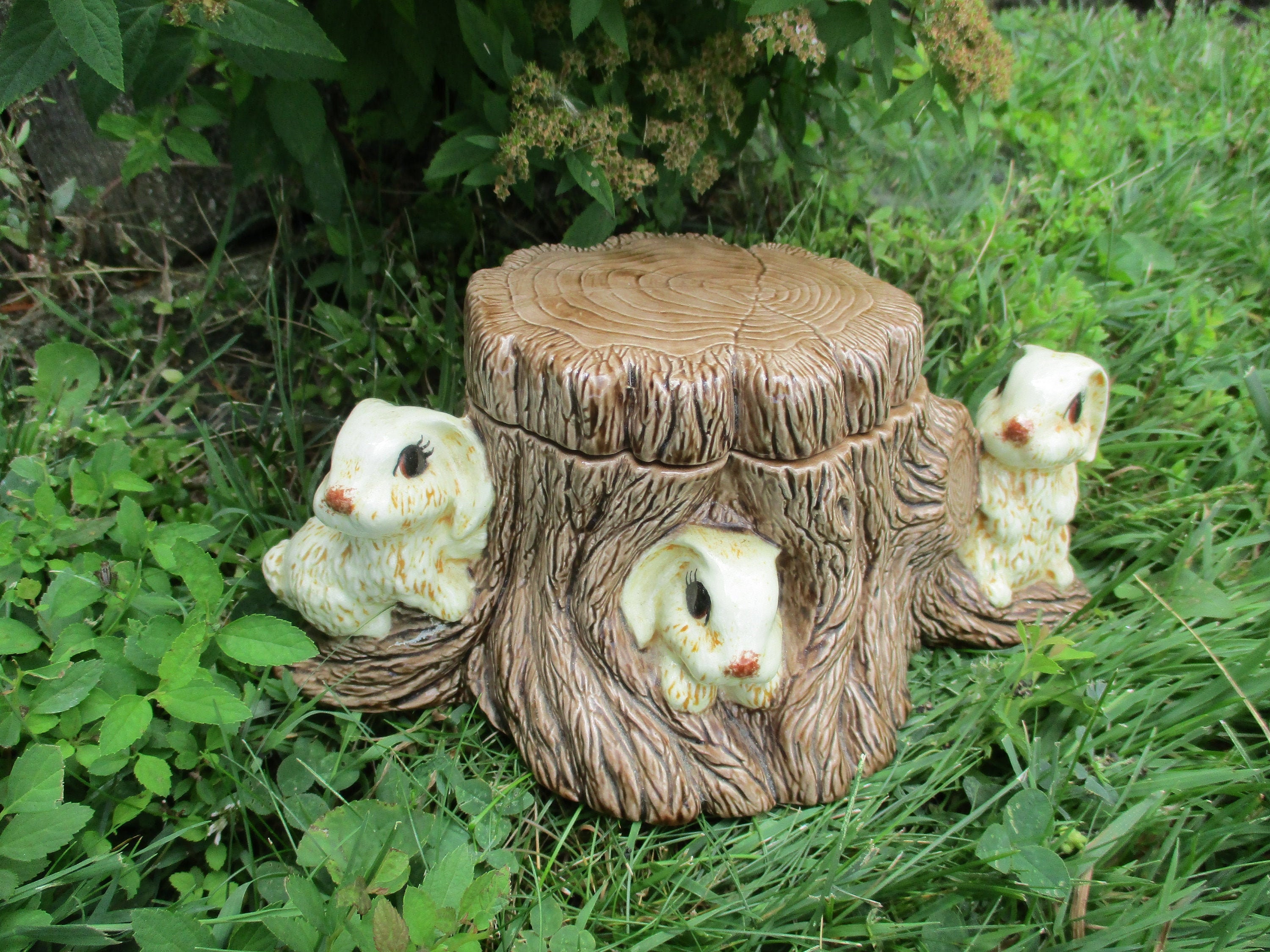 Vintage Handpainted Rabbit Container With Lid - Etsy
