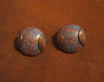 Vintage Plastic and Copper Clipback Earrings