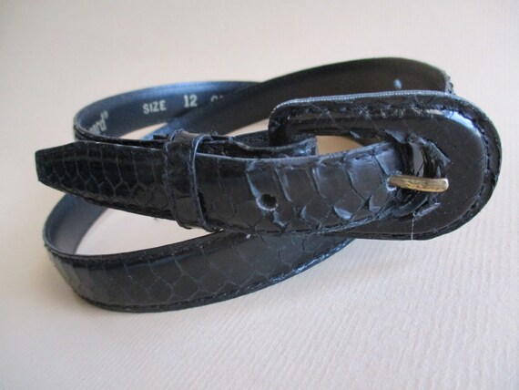 Genuine Snakeskin Black Belt Size Medium White & Black Snakeskin Style Real Leather Belt 1.5 Inch  main image 2