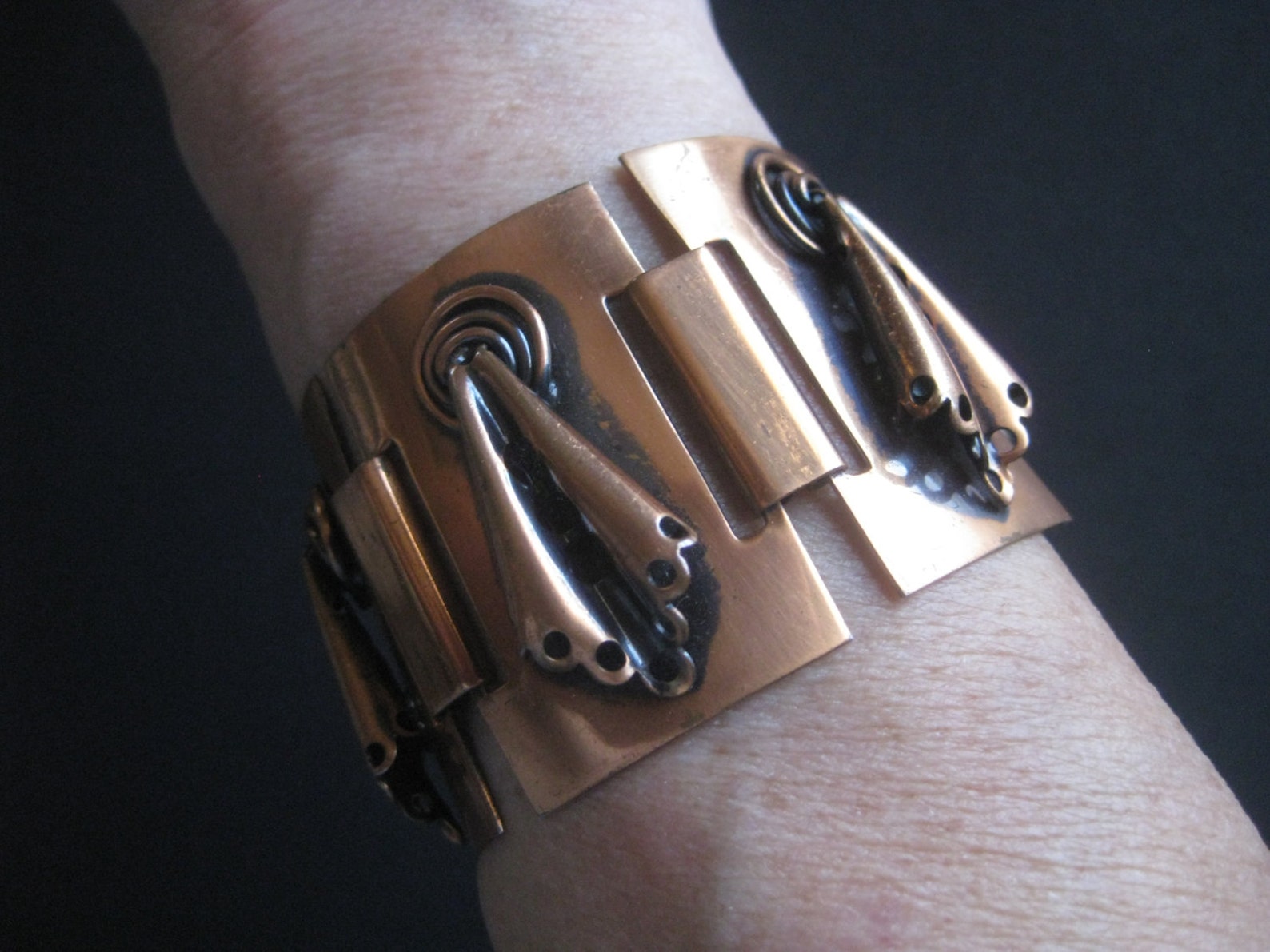 Vintage Copper Bracelet Modernist Etsy