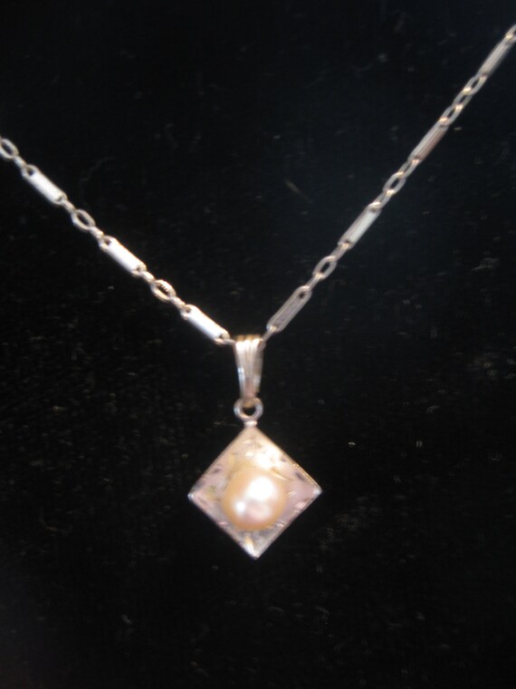 Sterling Silver 1960's Pearl Necklace Vintage - image 2