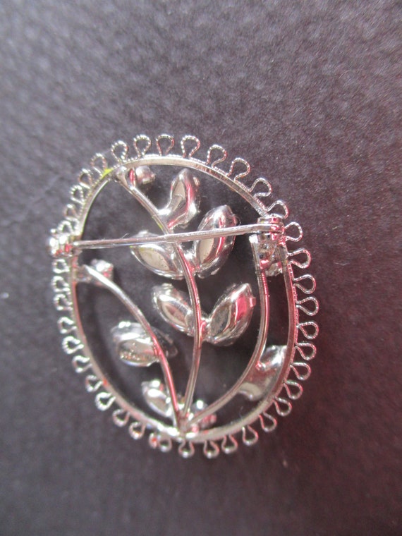 Sterling Silver Brooch Sterling Silver and Rhines… - image 2